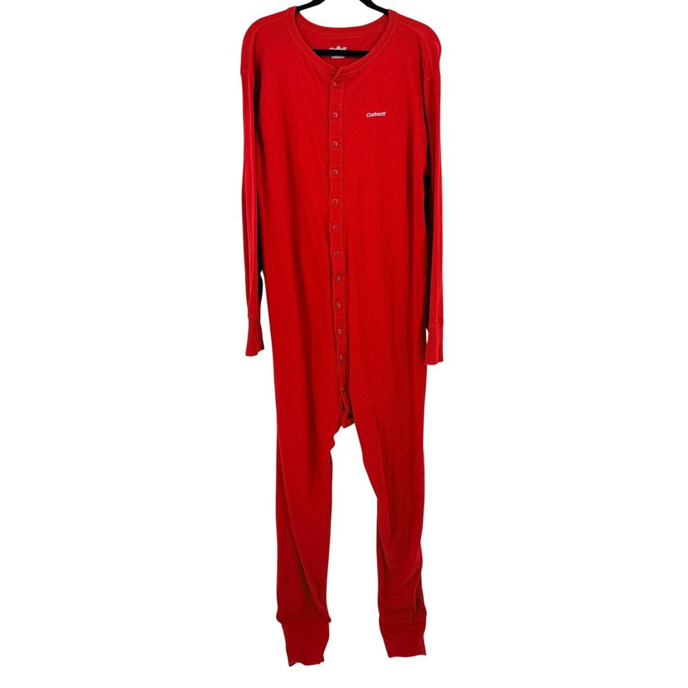 Carhartt Midweight Cotton Union Suit Thermal Mens Size 2XL Red 100% Cotton K226